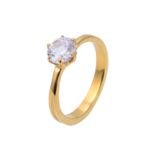 Custom Gold Plated Jewelry Ring CZ Zircon Stone Crystal Paved Engagement Diamond Wedding Ring